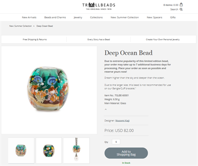 At Trollbeads, the Perfion PIM system automatically pushes all product information to the B2B and B2C webshops
