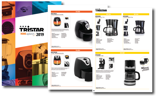 Example of a brand catalog created with product information  coming directly from the Perfion PIM system